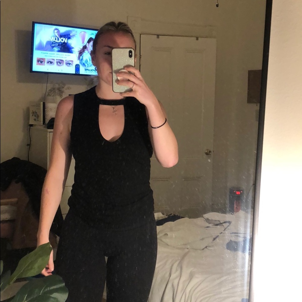 Black Cut-Out Crop Top